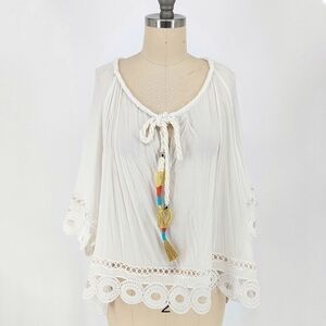 Ramy Brook Crochet Top White XS/S beach coastalcore bohemian resortwear summer